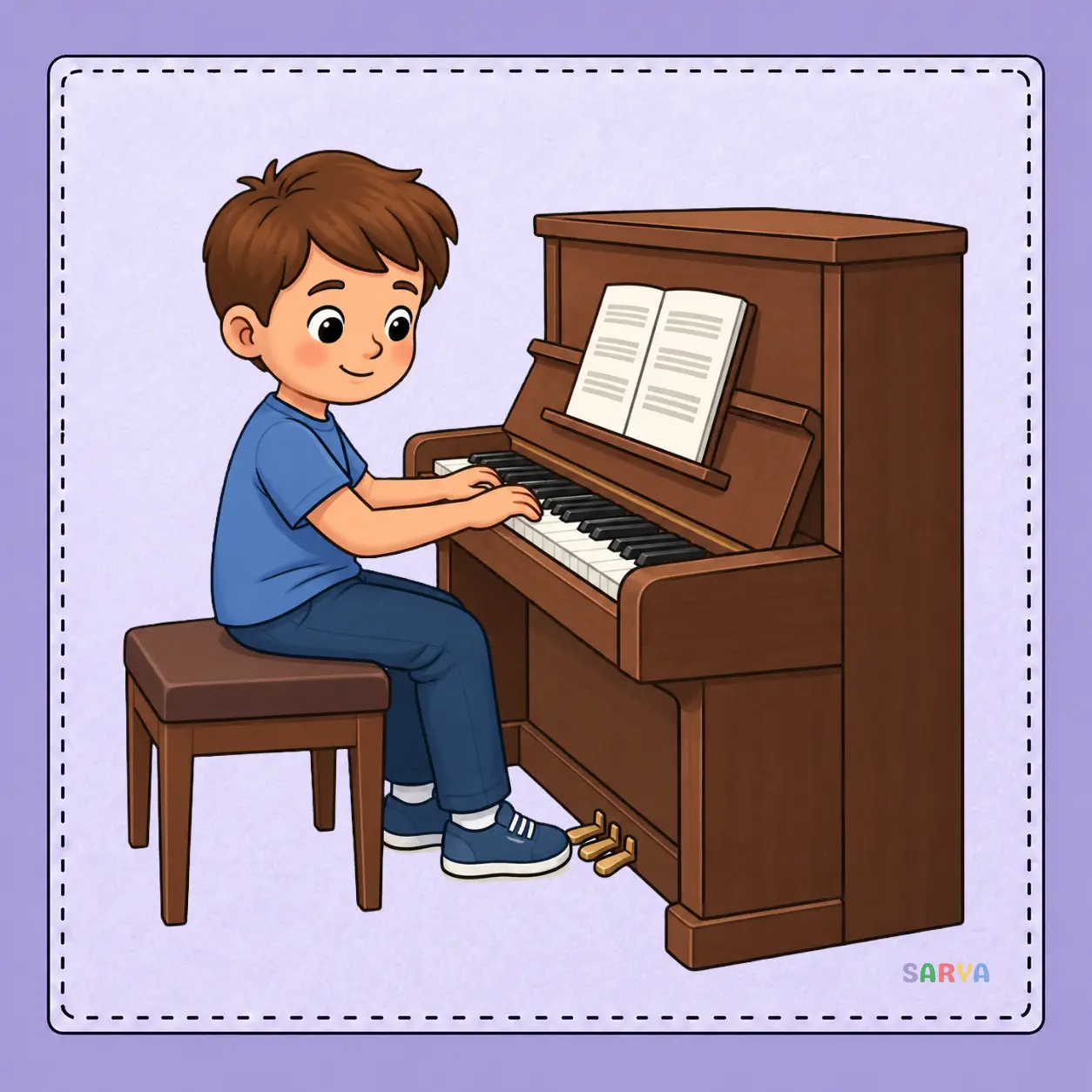 Sarya visual card for a piano practice routine step